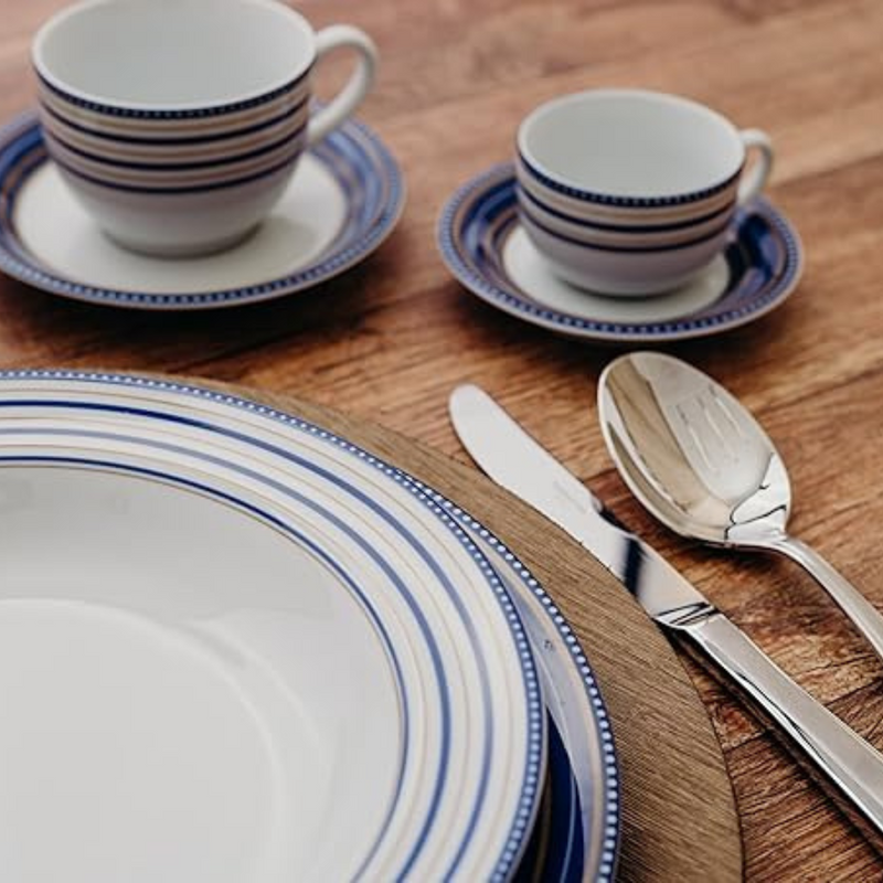 Jogo Aparelho de Jantar  Azul Royale Chá e Café - SERVE ATÉ 6 PESSOAS [ + BRINDE - KIT 6 TAÇAS ]