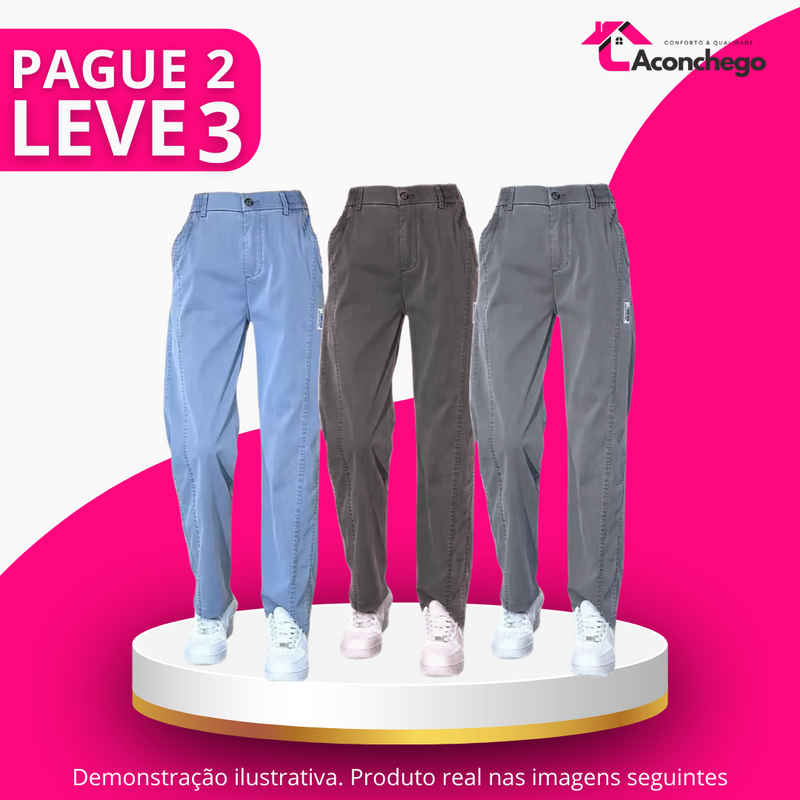 [Pague 2 Leve 3] Calça Feminina Ravena em Seda Gelo Poliéster e Elastano (A Queridinha de 2025)