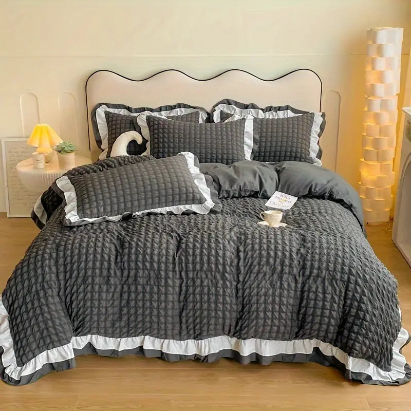 [Leve 2 Pague 1] Roupa de Cama Lucca em Tecido Nobre (Leveza e Sofisticação para Seu Refúgio!) +3 BRINDES: 2 Capas de Travesseiro e Edredom