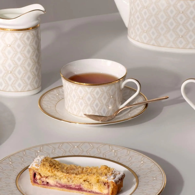 Jogo Aparelho de Jantar Porcelana Elegance Chanel - SERVE ATÉ 6 PESSOAS [ + BRINDE - KIT 6 TAÇAS ]