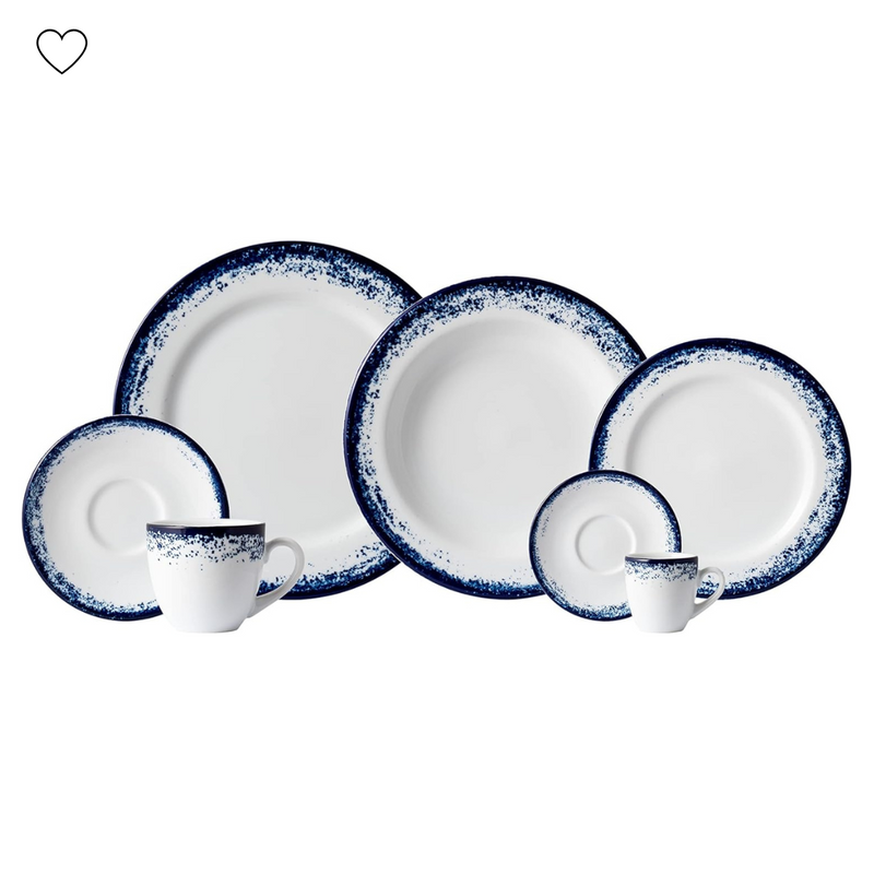 Jogo Aparelho de Jantar Decoração Névoa - SERVE ATÉ 6 PESSOAS [ BRINDE - KIT 6 TAÇAS ]