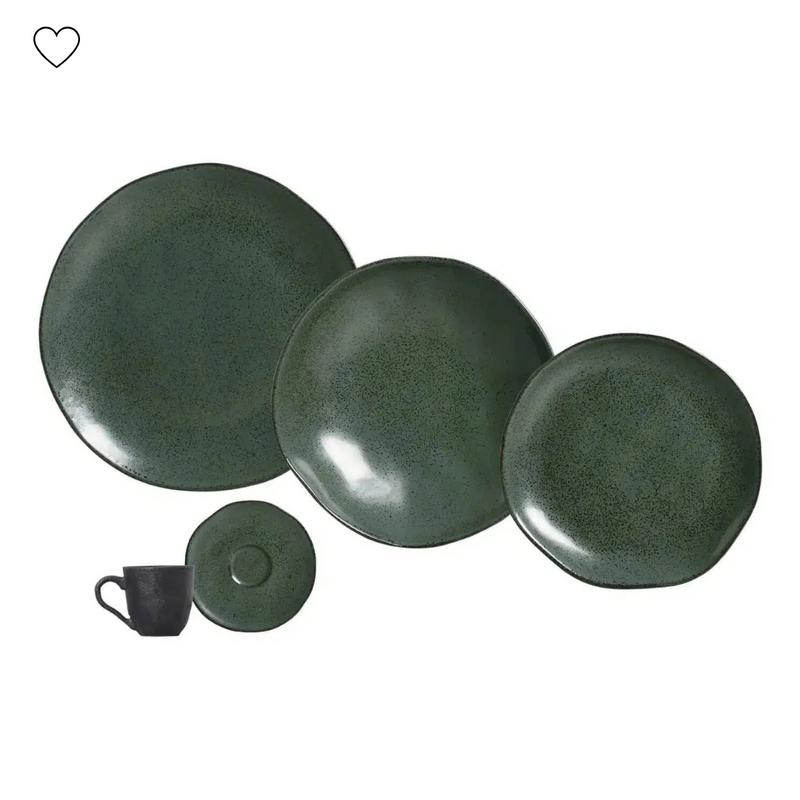 Jogo Aparelho de Jantar Arauco/Greenery - SERVE ATÉ 6 PESSOAS [+ BRINDE - KIT 6 TAÇAS]