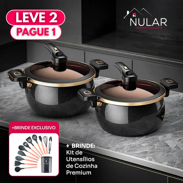 [Leve 2 Pague 1] Panela de Aço Inox Duble Anti-Explosões 8 em 1 + BRINDE: Kit Utensílios