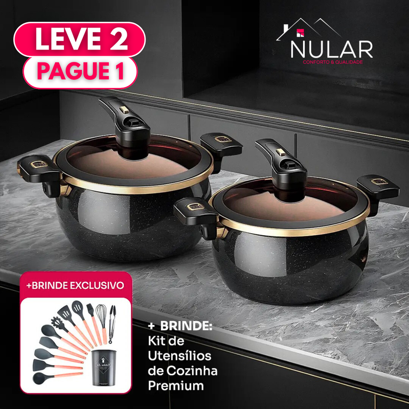 [Leve 2 Pague 1] Panela de Aço Inox Duble Anti-Explosões 8 em 1 + BRINDE: Kit Utensílios