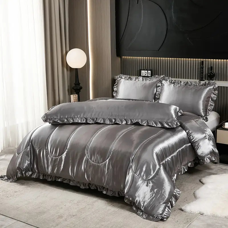 [Leve 2 Pague 1] Roupa de Cama Rainha em Cetim Tecido Nobre (Elegância e Conforto dignos da Riviera!) +3 BRINDES: 2 Capas de Travesseiro e Edredom